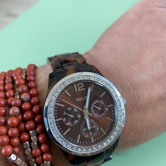 Relic/Fossil Tortoise Shell Watch EUC LOOK! - Picture 9 of 9